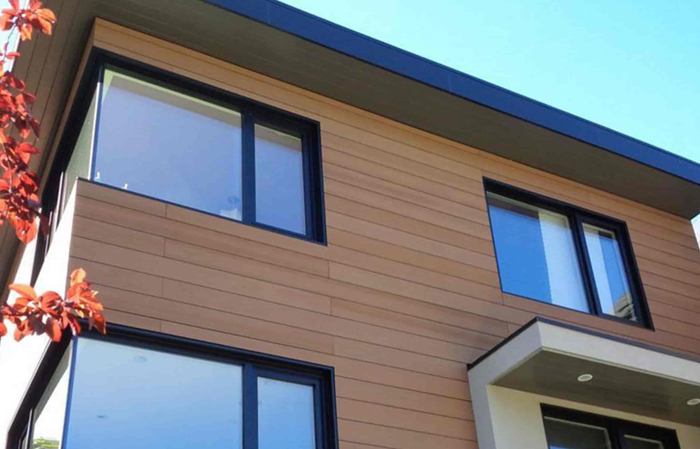 Necowood WPC exterior wall cladding board used as a main building facade solution
